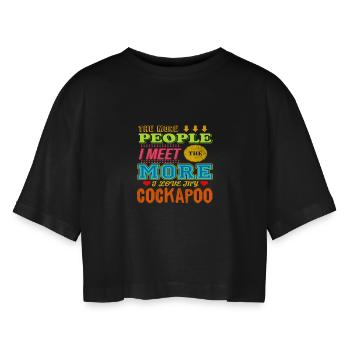 Cockapoo - Women’s Oversized Cropped T-Shirt - black - Front - AI Model Female 172 light (172cm)