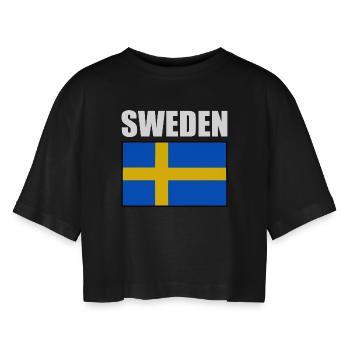 Suède - T-shirt court oversize Femme - noir - Devant - AI Model Female 172 light (172cm)