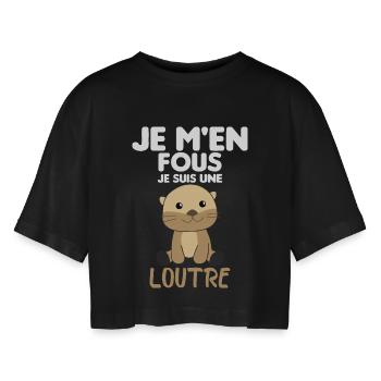 Je M'en Fous Je Suis Une Loutre Cadeau - T-shirt court oversize Femme - noir - Devant - AI Model Female 172 light (172cm)