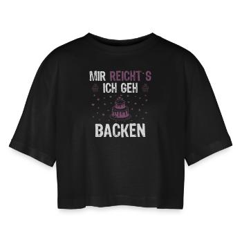Backen Torte Cupcake - Frauen Oversized Cropped T-Shirt - Schwarz - Vorne - AI Model Female 172 light (172cm)