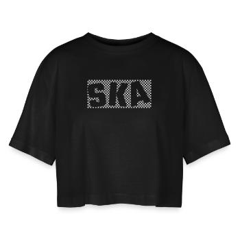 Ska Muster Old School Jazz Musikstil - Frauen Oversized Cropped T-Shirt - Schwarz - Vorne - AI Model Female 172 light (172cm)