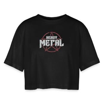 Heavy Metal Music Band Genre Bass - Women’s Oversized Cropped T-Shirt - black - Front - AI Model Female 172 light (172cm)
