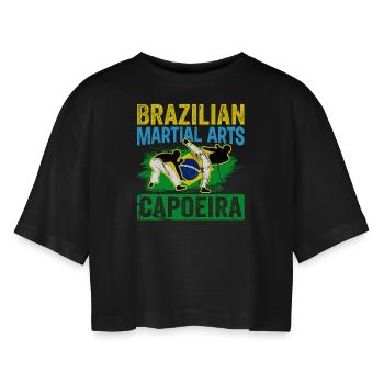 Arts Martiaux brésiliens Capoeira - T-shirt court oversize Femme - noir - Devant - AI Model Female 172 light (172cm)