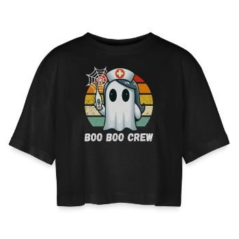 Halloween fantôme infirmière assistant médical drôle - T-shirt court oversize Femme - noir - Devant - AI Model Female 172 light (172cm)