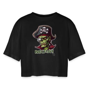 Le terrien pirate zombie dit Moin - T-shirt court oversize Femme - noir - Devant - AI Model Female 172 light (172cm)