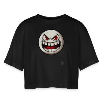 energische, wütende Kugel - Frauen Oversized Cropped T-Shirt - Schwarz - Vorne - AI Model Female 172 light (172cm)