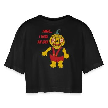 I have an idea - Frauen Oversized Cropped T-Shirt - Schwarz - Vorne - AI Model Female 172 light (172cm)