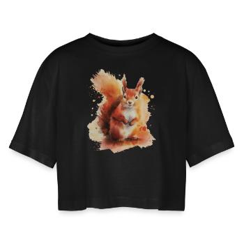 Écureuil - T-shirt court oversize Femme - noir - Devant - AI Model Female 172 light (172cm)