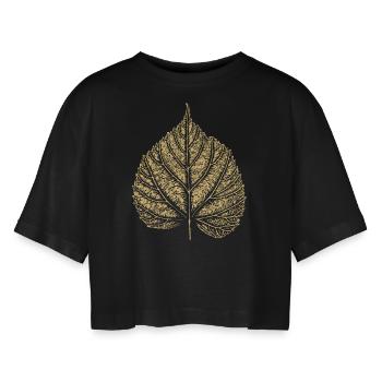 Feuille de tilleul / Feuille de tilleul 2 - T-shirt court oversize Femme - noir - Devant - AI Model Female 172 light (172cm)