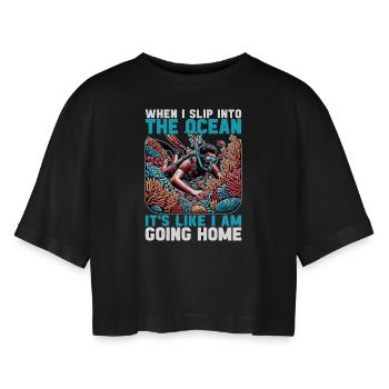 Snorkeling When I Slip Into The Marine Biologist - Frauen Oversized Cropped T-Shirt - Schwarz - Vorne - AI Model Female 172 light (172cm)