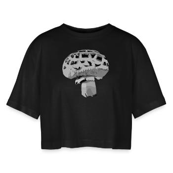 Gray Champion - Women’s Oversized Cropped T-Shirt - black - Front - AI Model Female 172 light (172cm)