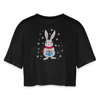Lapin de Noël Lapin Noël Enfants - T-shirt court oversize Femme - noir - Devant - AI Model Female 172 light (172cm)