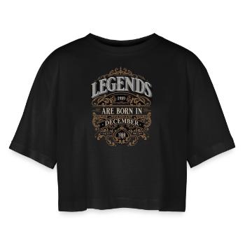 1989 Décembre Naissance Anniversaire Année de naissance - T-shirt court oversize Femme - noir - Devant - AI Model Female 172 light (172cm)