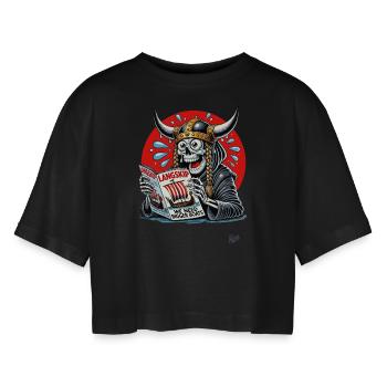 Viking Grim Reaper lit Longship Magazine - T-shirt court oversize Femme - noir - Devant - AI Model Female 172 light (172cm)