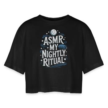 ASMR Spruch Triggers Tingles Lustige ASMR Geschenk - Frauen Oversized Cropped T-Shirt - Schwarz - Vorne - AI Model Female 172 light (172cm)