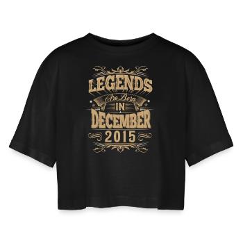 Dezember 2015 Geburtstag Legende - Frauen Oversized Cropped T-Shirt - Schwarz - Vorne - AI Model Female 172 light (172cm)