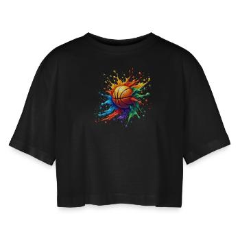 Basket-ball - T-shirt court oversize Femme - noir - Devant - AI Model Female 172 light (172cm)