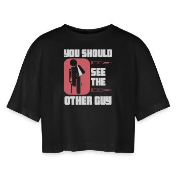 You Should See The Other Guy Vintage - Women’s Oversized Cropped T-Shirt - black - Front - AI Model Female 172 light (172cm)