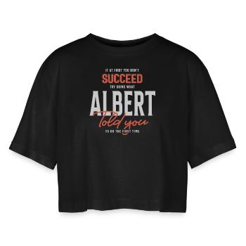 Albert Name Personalisiert Albert - Frauen Oversized Cropped T-Shirt - Schwarz - Vorne - AI Model Female 172 light (172cm)