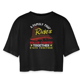 Montagnes russes, famille, tour fort ensemble - T-shirt court oversize Femme - noir - Devant - AI Model Female 172 light (172cm)