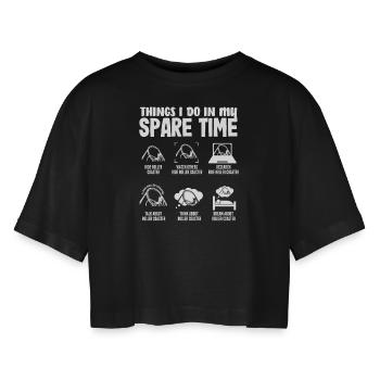 Roller coaster Fan activities Leisure time - Women’s Oversized Cropped T-Shirt - black - Front - AI Model Female 172 light (172cm)
