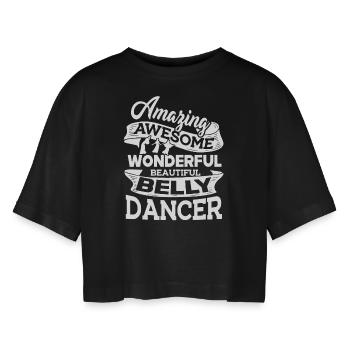 Belly Dance Amazing Belly Dancer - Women’s Oversized Cropped T-Shirt - black - Front - AI Model Female 172 light (172cm)