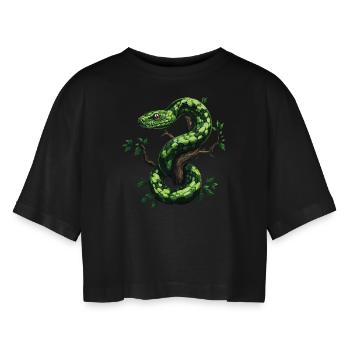 Arbre vert Python Serpents Amoureux Terrarium - T-shirt court oversize Femme - noir - Devant - AI Model Female 172 light (172cm)