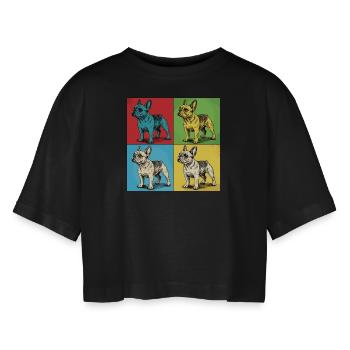 Bouledogue français Pop Art Design - T-shirt court oversize Femme - noir - Devant - AI Model Female 172 light (172cm)