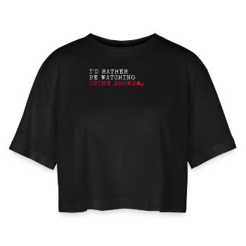 Je préfère regarder des séries policières Krimi Krimifan - T-shirt court oversize Femme - noir - Devant - AI Model Female 172 light (172cm)