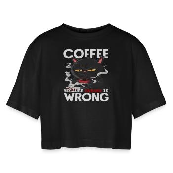 Chat amateur de café parce que le meurtre est une erreur - T-shirt court oversize Femme - noir - Devant - AI Model Female 172 light (172cm)
