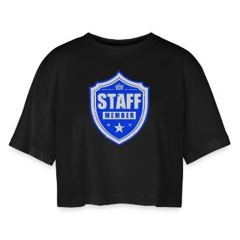 Staff Member - Women’s Oversized Cropped T-Shirt - black - Front - AI Model Female 172 light (172cm)
