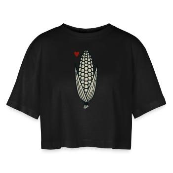 Épi de maïs - T-shirt court oversize Femme - noir - Devant - AI Model Female 172 light (172cm)