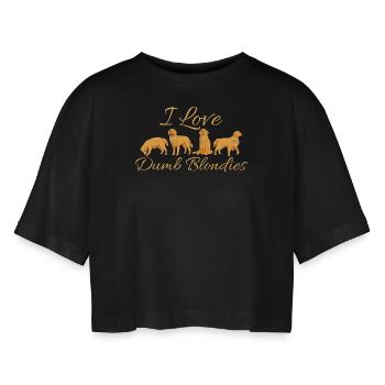Golden Retriever Liebhaber Humorvoller Spruch - Frauen Oversized Cropped T-Shirt - Schwarz - Vorne - AI Model Female 172 light (172cm)