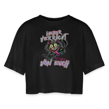 Chat fou Mieux fou que l’un d’entre vous - T-shirt court oversize Femme - noir - Devant - AI Model Female 172 light (172cm)