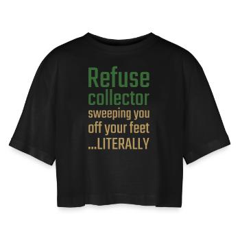 Refuse collector Valentinstag Sweeping you - Frauen Oversized Cropped T-Shirt - Schwarz - Vorne - AI Model Female 172 light (172cm)
