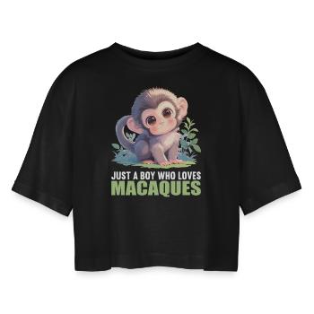 Macaque Macaque - Women’s Oversized Cropped T-Shirt - black - Front - AI Model Female 172 light (172cm)