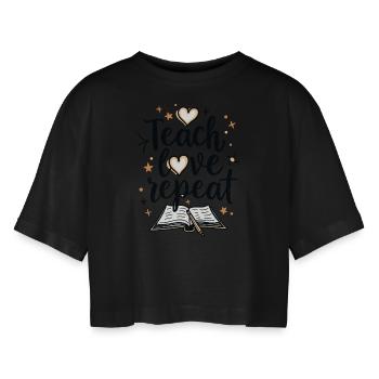 Teach Love Repeat – École de formation des formateurs d’enseignants - T-shirt court oversize Femme - noir - Devant - AI Model Female 172 light (172cm)