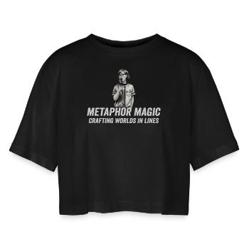Poetry Slam Metaphor Magic Slam Poetry - Women’s Oversized Cropped T-Shirt - black - Front - AI Model Female 172 light (172cm)
