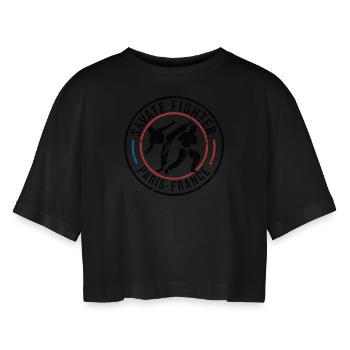 Savate Instruktor Französische Kampfsportarten Kickboxen - Frauen Oversized Cropped T-Shirt - Schwarz - Vorne - AI Model Female 172 light (172cm)