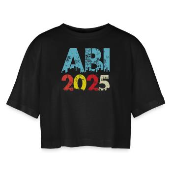 ABI 2025 Abitur Abschluss Lustiges Abiturienten - Frauen Oversized Cropped T-Shirt - Schwarz - Vorne - AI Model Female 172 light (172cm)