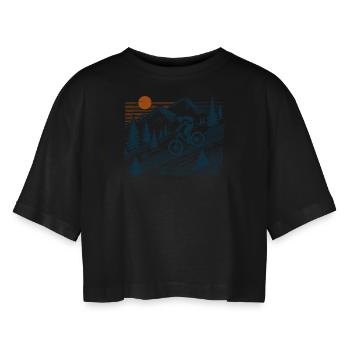 VTT Aventure Vélo Nature Rétro Design - T-shirt court oversize Femme - noir - Devant - AI Model Female 172 light (172cm)