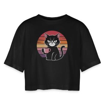 Mauvaise humeur, bon café - T-shirt court oversize Femme - noir - Devant - AI Model Female 172 light (172cm)