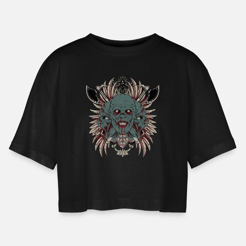 zombies - Women’s Oversized Cropped T-Shirt - black