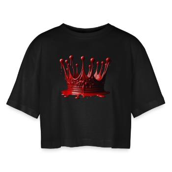Rote Siegellackkrone 👑 - Frauen Oversized Cropped T-Shirt - Schwarz - Vorne - AI Model Female 172 light (172cm)