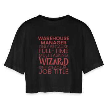 Warehouse Manager multitasking Wizard - Frauen Oversized Cropped T-Shirt - Schwarz - Vorne - AI Model Female 172 light (172cm)