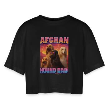 Afghanischer Windhund - Frauen Oversized Cropped T-Shirt - Schwarz - Vorne - AI Model Female 172 light (172cm)