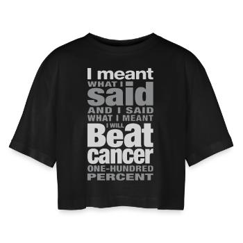 Schlag-Krebs-Hemd - Frauen Oversized Cropped T-Shirt - Schwarz - Vorne - AI Model Female 172 light (172cm)