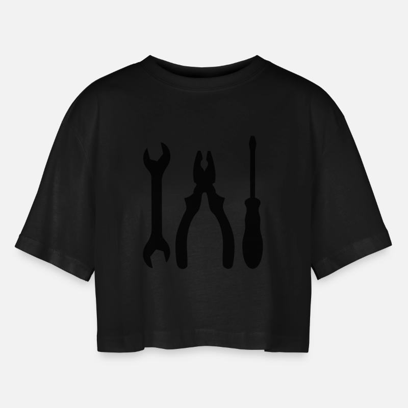 tools - Frauen Oversized Cropped T-Shirt - Schwarz