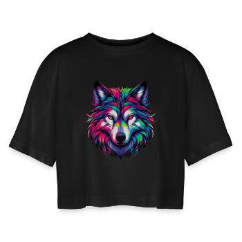 Loup - T-shirt court oversize Femme - noir - Devant - AI Model Female 172 light (172cm)