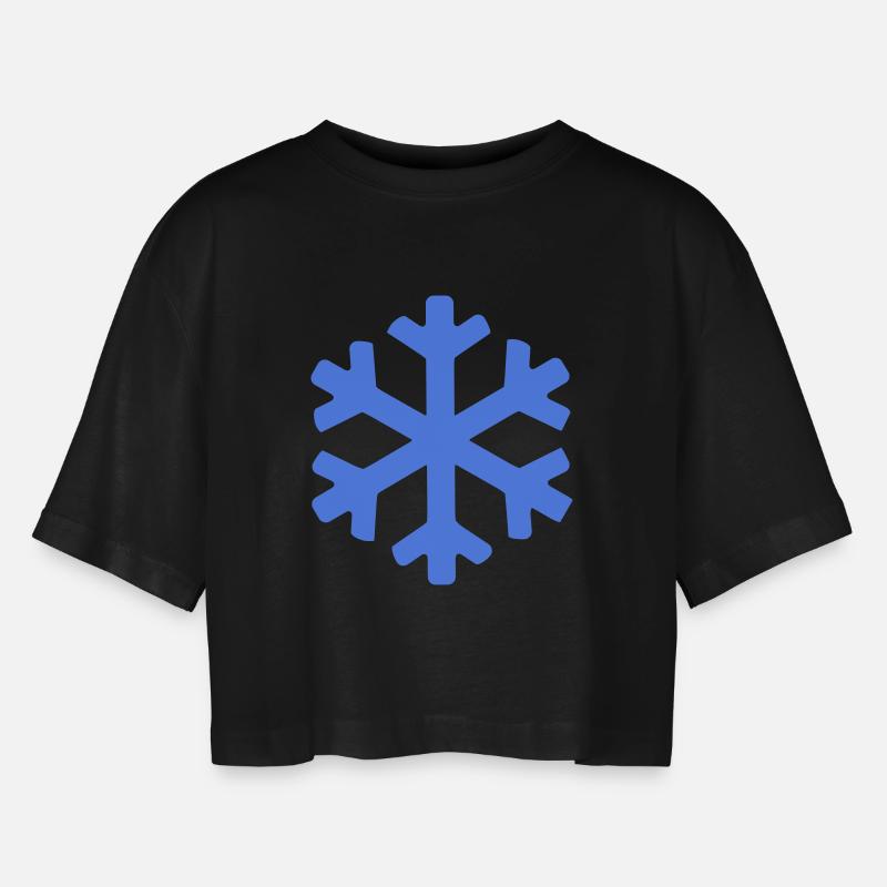 Vinterkristallsnöflinga - Oversized croppad T-shirt dam - svart